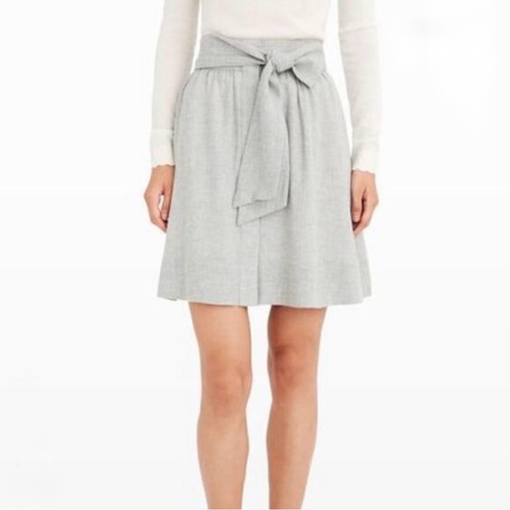 Club Monaco Light Gray Tie-Waist Mini Skirt
